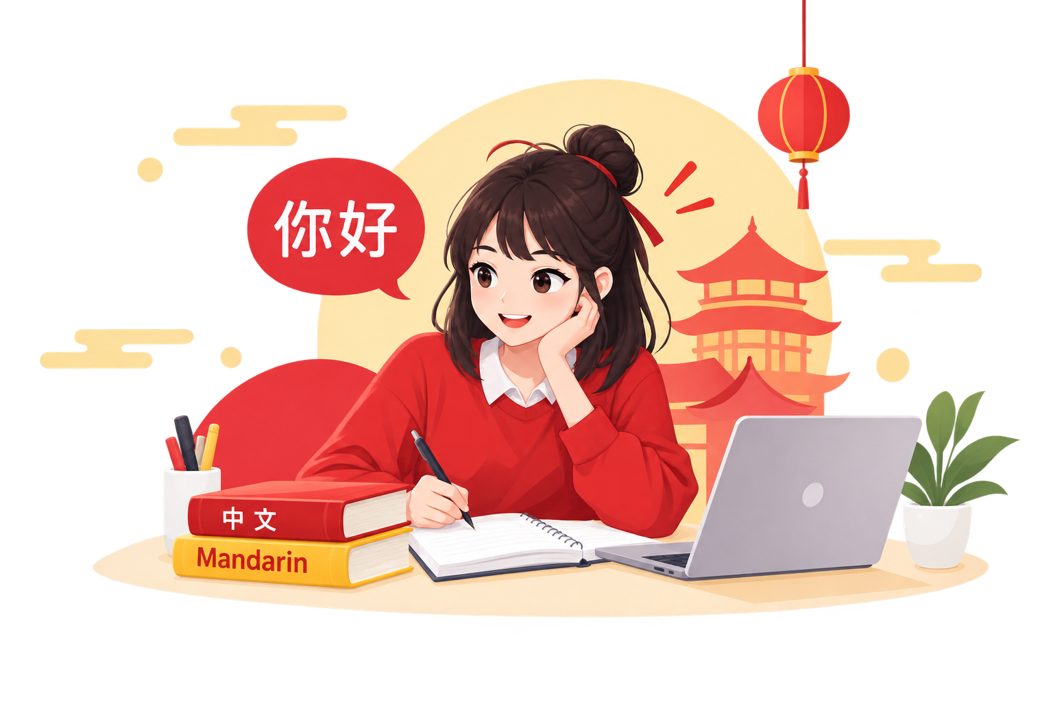 Ilustrasi Belajar Mandarin